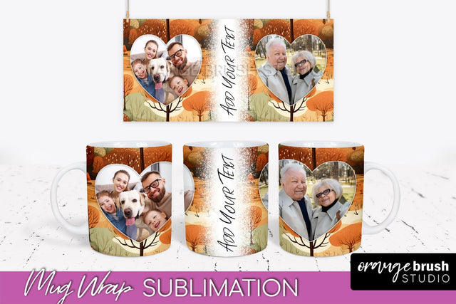 Fall Photo Frame Mug Wrap - Autumn Mug Sublimation Sublimation OrangeBrushStudio 