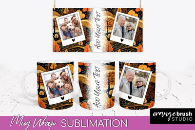 Fall Photo Frame Mug Wrap - Autumn Mug Sublimation Sublimation OrangeBrushStudio 