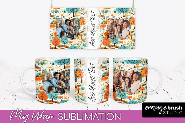 Fall Photo Frame Mug Wrap - Autumn Mug Sublimation Sublimation OrangeBrushStudio 