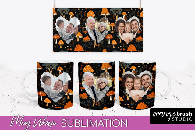 Fall Photo Frame Mug Wrap - Autumn Mug Sublimation Sublimation OrangeBrushStudio 