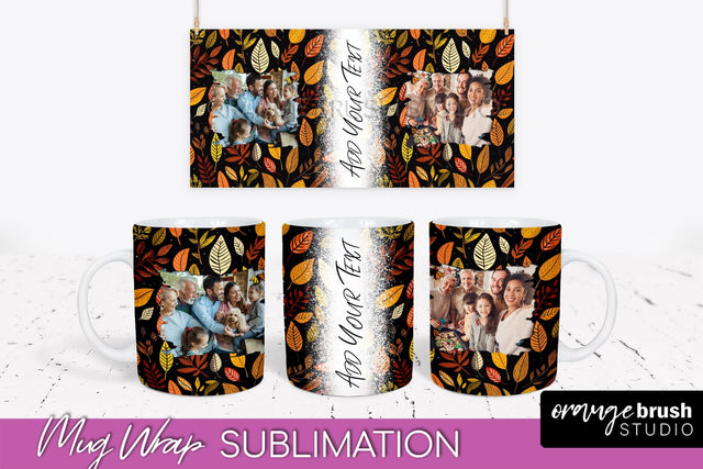 Fall Photo Frame Mug Wrap - Autumn Mug Sublimation Sublimation OrangeBrushStudio 