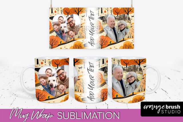 Fall Photo Frame Mug Wrap - Autumn Mug Sublimation Sublimation OrangeBrushStudio 