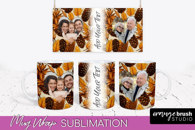 Fall Photo Frame Mug Wrap - Autumn Mug Sublimation Sublimation OrangeBrushStudio 