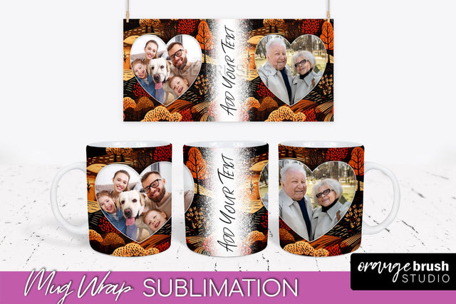 Fall Photo Frame Mug Wrap - Autumn Mug Sublimation Sublimation OrangeBrushStudio 