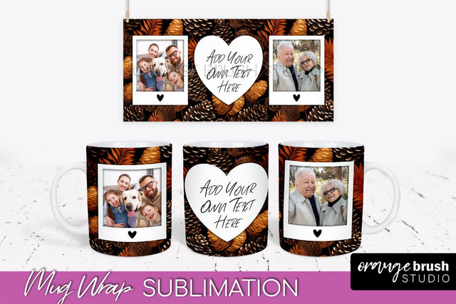 Fall Photo Frame Mug Wrap - Autumn Mug Sublimation Sublimation OrangeBrushStudio 
