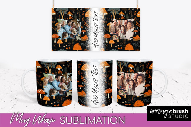 Fall Photo Frame Mug Wrap - Autumn Mug Sublimation Sublimation OrangeBrushStudio 