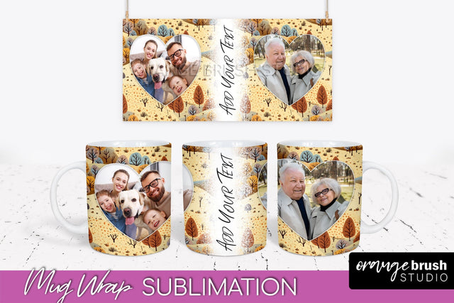 Fall Photo Frame Mug Wrap - Autumn Mug Sublimation Sublimation OrangeBrushStudio 
