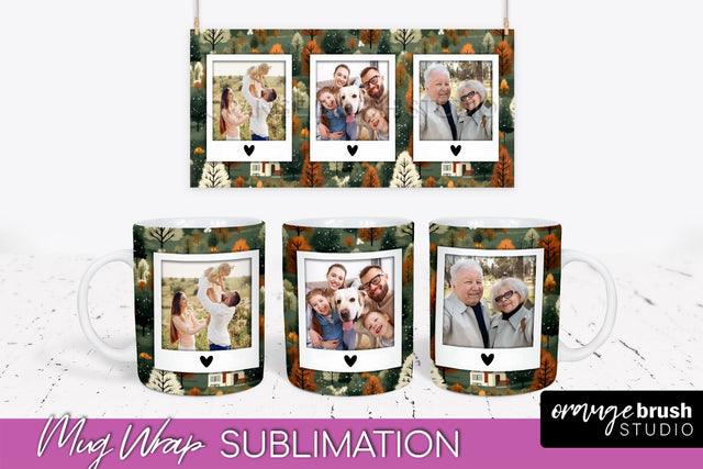 Fall Photo Frame Mug Wrap - Autumn Mug Sublimation Sublimation OrangeBrushStudio 
