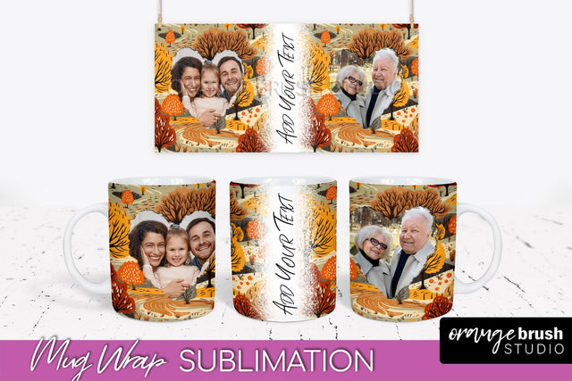 Fall Photo Frame Mug Wrap - Autumn Mug Sublimation Sublimation OrangeBrushStudio 
