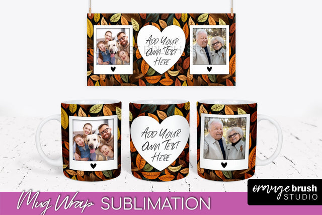 Fall Photo Frame Mug Wrap - Autumn Mug Sublimation Sublimation OrangeBrushStudio 
