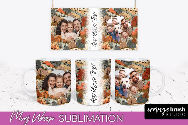 Fall Photo Frame Mug Wrap - Autumn Mug Sublimation Sublimation OrangeBrushStudio 
