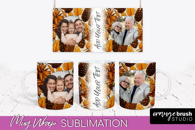 Fall Photo Frame Mug Wrap - Autumn Mug Sublimation Sublimation OrangeBrushStudio 