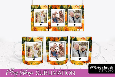 Fall Photo Frame Mug Wrap - Autumn Mug Sublimation Sublimation OrangeBrushStudio 