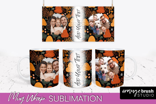 Fall Photo Frame Mug Wrap - Autumn Mug Sublimation Sublimation OrangeBrushStudio 