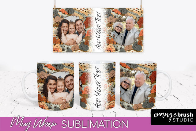 Fall Photo Frame Mug Wrap - Autumn Mug Sublimation Sublimation OrangeBrushStudio 