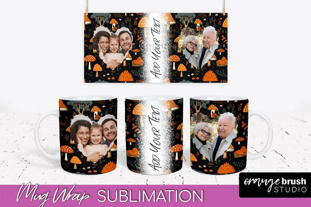 Fall Photo Frame Mug Wrap - Autumn Mug Sublimation Sublimation OrangeBrushStudio 