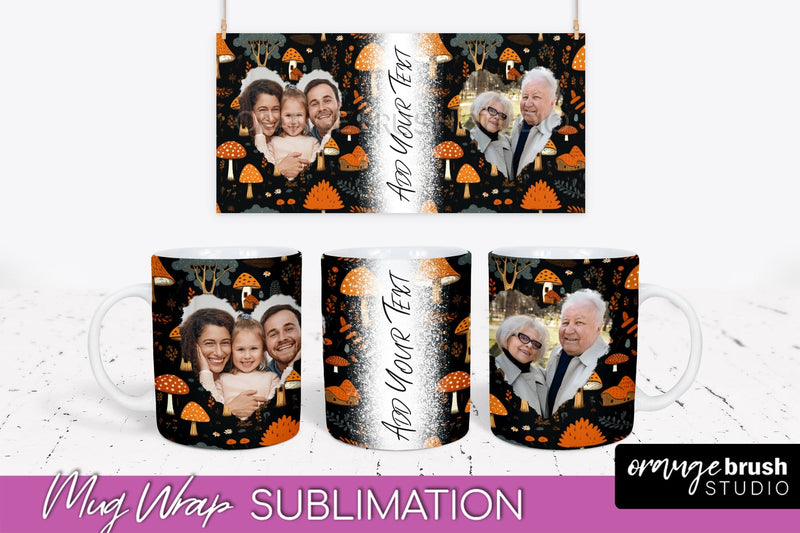 Fall Photo Frame Mug Wrap - Autumn Mug Sublimation Sublimation OrangeBrushStudio 