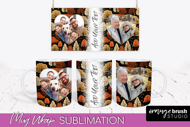 Fall Photo Frame Mug Wrap - Autumn Mug Sublimation Sublimation OrangeBrushStudio 