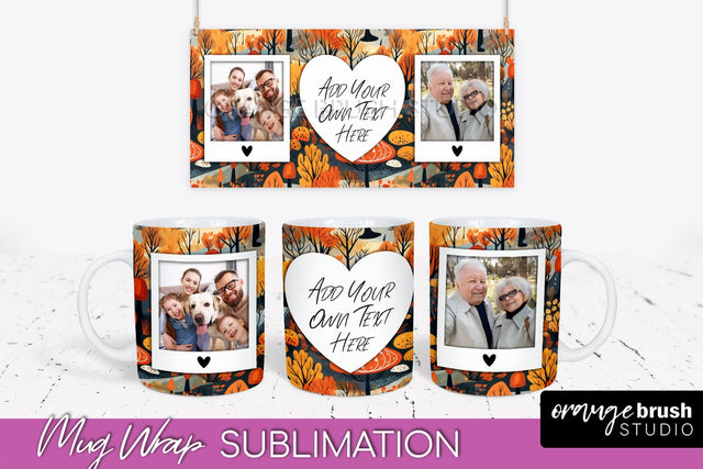 Fall Photo Frame Mug Wrap - Autumn Mug Sublimation Sublimation OrangeBrushStudio 
