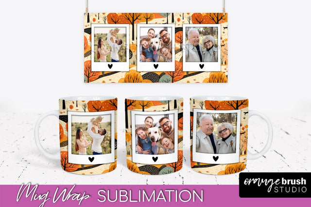 Fall Photo Frame Mug Wrap - Autumn Mug Sublimation Sublimation OrangeBrushStudio 