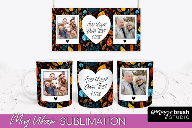 Fall Photo Frame Mug Wrap - Autumn Mug Sublimation Sublimation OrangeBrushStudio 