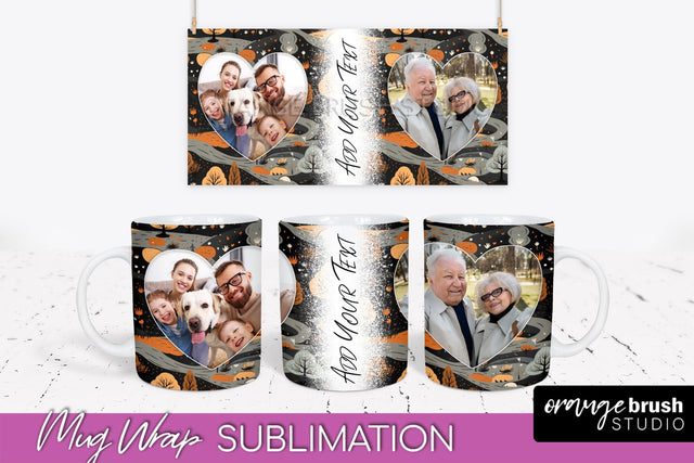 Fall Photo Frame Mug Wrap - Autumn Mug Sublimation Sublimation OrangeBrushStudio 