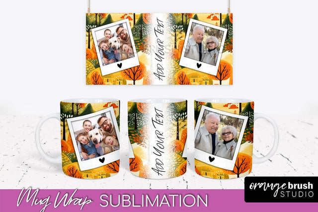 Fall Photo Frame Mug Wrap - Autumn Mug Sublimation Sublimation OrangeBrushStudio 