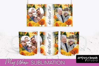 Fall Photo Frame Mug Wrap - Autumn Mug Sublimation Sublimation OrangeBrushStudio 