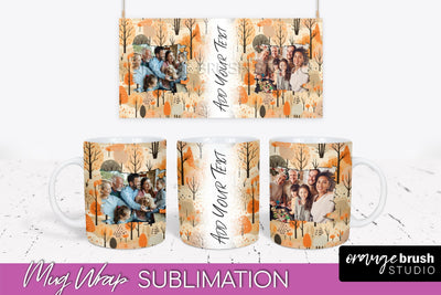 Fall Photo Frame Mug Wrap - Autumn Mug Sublimation Sublimation OrangeBrushStudio 