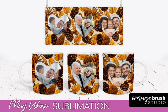 Fall Photo Frame Mug Wrap - Autumn Mug Sublimation Sublimation OrangeBrushStudio 