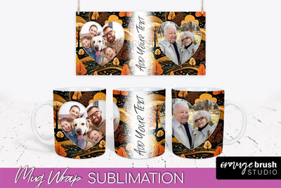 Fall Photo Frame Mug Wrap - Autumn Mug Sublimation Sublimation OrangeBrushStudio 