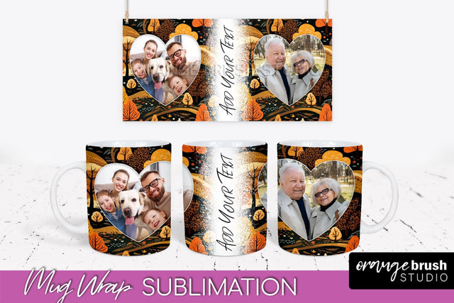 Fall Photo Frame Mug Wrap - Autumn Mug Sublimation Sublimation OrangeBrushStudio 