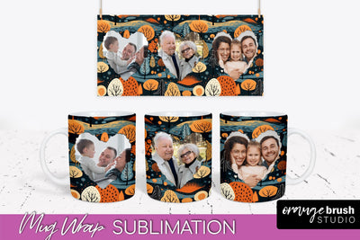 Fall Photo Frame Mug Wrap - Autumn Mug Sublimation Sublimation OrangeBrushStudio 