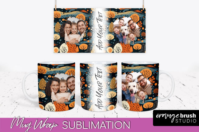Fall Photo Frame Mug Wrap - Autumn Mug Sublimation Sublimation OrangeBrushStudio 