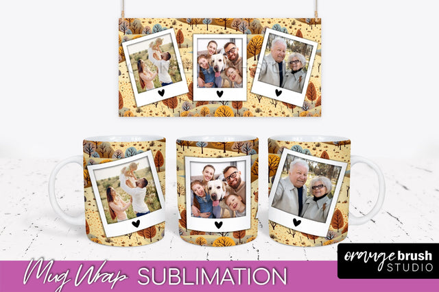 Fall Photo Frame Mug Wrap - Autumn Mug Sublimation Sublimation OrangeBrushStudio 