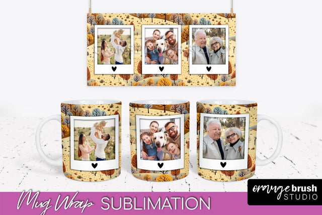 Fall Photo Frame Mug Wrap - Autumn Mug Sublimation Sublimation OrangeBrushStudio 