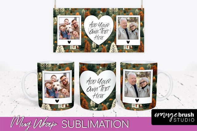 Fall Photo Frame Mug Wrap - Autumn Mug Sublimation Sublimation OrangeBrushStudio 