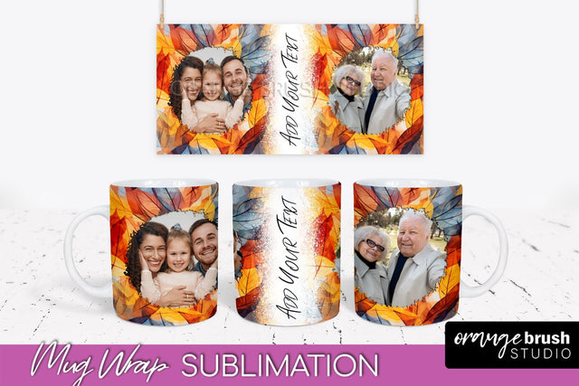 Fall Photo Frame Mug Wrap - Autumn Mug Sublimation Sublimation OrangeBrushStudio 
