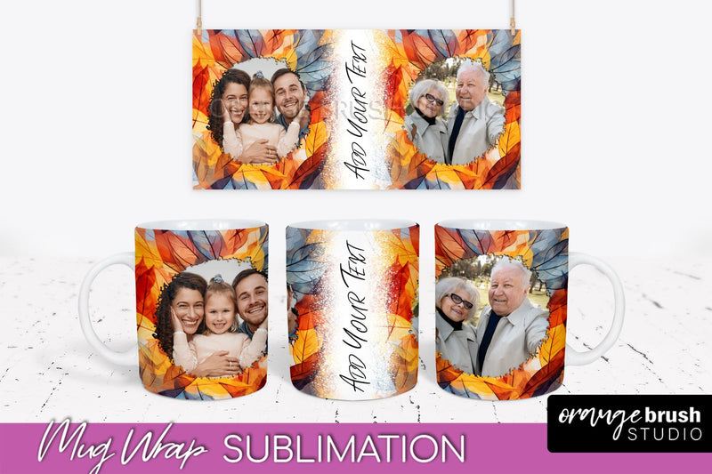 Fall Photo Frame Mug Wrap - Autumn Mug Sublimation Sublimation OrangeBrushStudio 