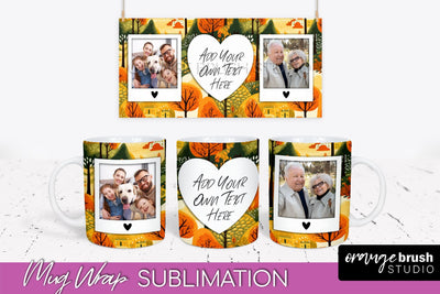 Fall Photo Frame Mug Wrap - Autumn Mug Sublimation Sublimation OrangeBrushStudio 