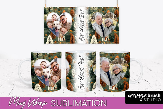 Fall Photo Frame Mug Wrap - Autumn Mug Sublimation Sublimation OrangeBrushStudio 