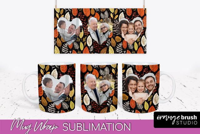 Fall Photo Frame Mug Wrap - Autumn Mug Sublimation Sublimation OrangeBrushStudio 