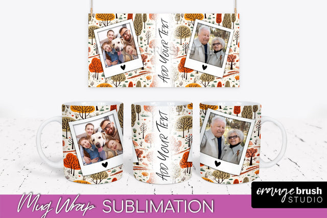 Fall Photo Frame Mug Wrap - Autumn Mug Sublimation Sublimation OrangeBrushStudio 