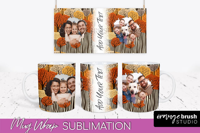 Fall Photo Frame Mug Wrap - Autumn Mug Sublimation Sublimation OrangeBrushStudio 