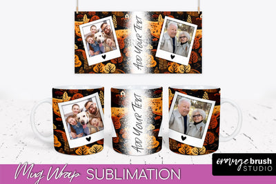 Fall Photo Frame Mug Wrap - Autumn Mug Sublimation Sublimation OrangeBrushStudio 