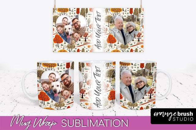 Fall Photo Frame Mug Wrap - Autumn Mug Sublimation Sublimation OrangeBrushStudio 