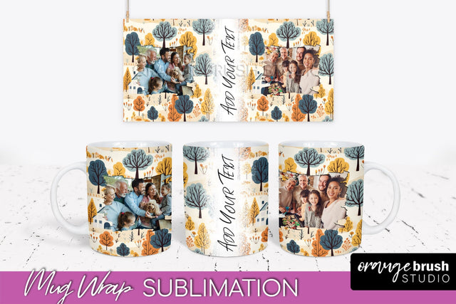 Fall Photo Frame Mug Wrap - Autumn Mug Sublimation Sublimation OrangeBrushStudio 