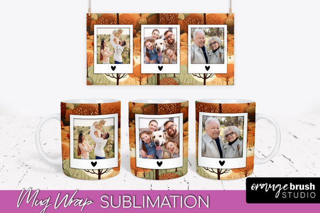 Fall Photo Frame Mug Wrap - Autumn Mug Sublimation Sublimation OrangeBrushStudio 