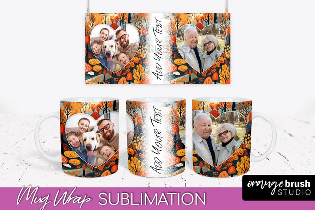 Fall Photo Frame Mug Wrap - Autumn Mug Sublimation Sublimation OrangeBrushStudio 