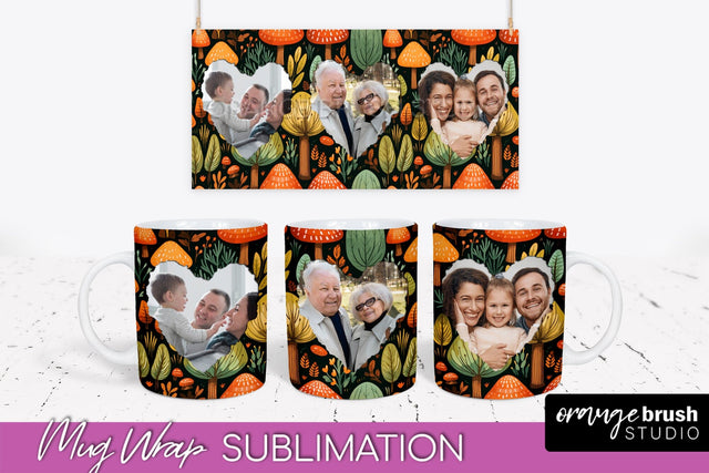 Fall Photo Frame Mug Wrap - Autumn Mug Sublimation Sublimation OrangeBrushStudio 